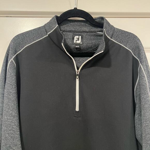 Footjoy Men's Grey and Black Pullover Quarter Zip Size Large - Picture 2 of 8